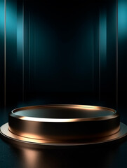 podium for luxurious product presentation and advertising in a shiny and minimal environment 