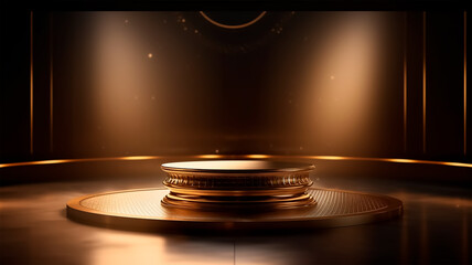 Obraz premium podium for luxurious product presentation and advertising in a shiny and minimal environment 