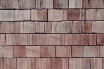 Wood bricks wall, wood background, red wood wall