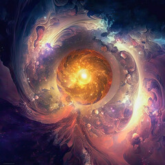 Colorful abstract nebula space vortex galaxy wallpaper 3d rendering by generative ai