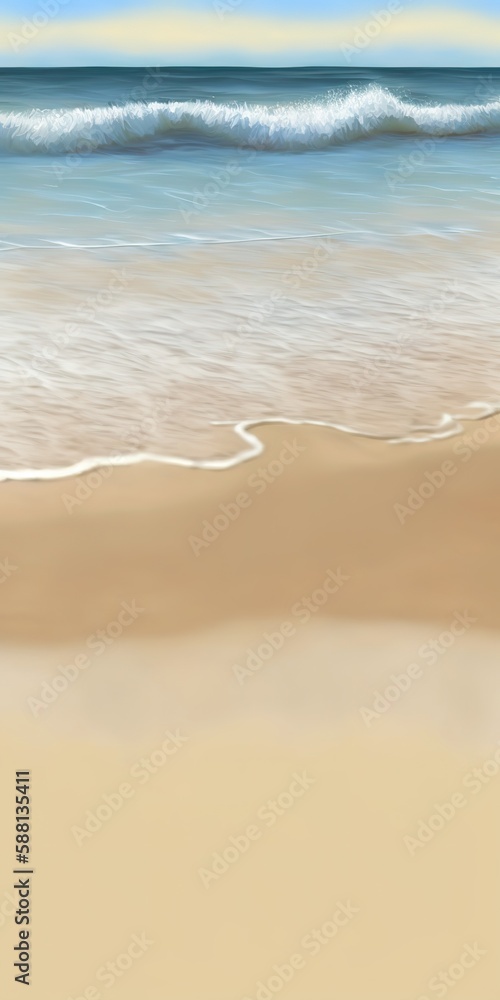 Aufkleber scenery with gentle waves lapping over a sandy shore generative ai