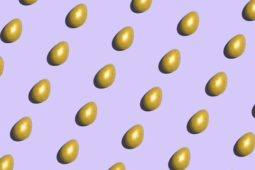 golden eggs easter on light purple background illustration print