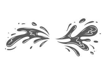 Water splash glyph icon vector illustration. Stamp of small burst of pure fresh liquid, aqua spray with drip and spill, rain or shower clean droplets falling on water surface with splatters and blobs
