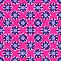 Y2K floral pattern. Funny funky retro flowers background