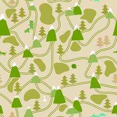 Cartoon forest seamless trees pattern for wrapping paper and kids clothes print and fabrics and linens and festive