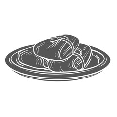 Tamales glyph icon vector illustration. Stamp of corn dough snack with meat, cheese and vegetables fillings in banana leaf wrap, traditional appetizer of Mexican cuisine, tamales pile on plate
