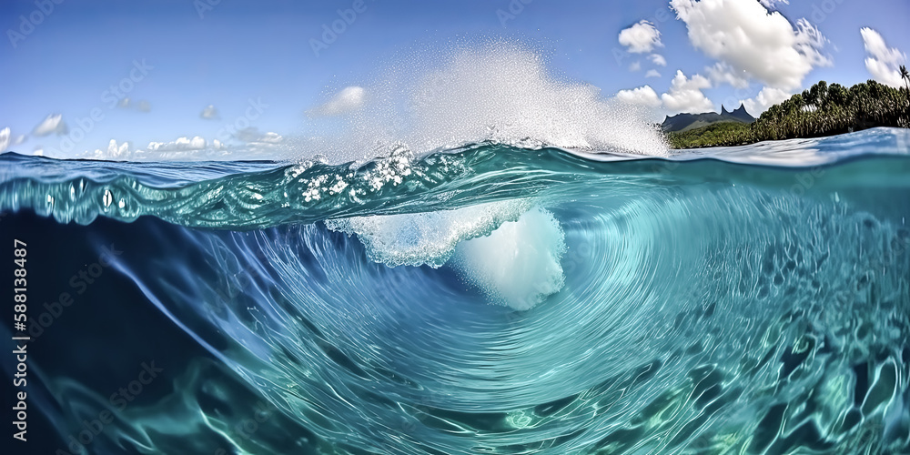 Aufkleber a close-up of a surfer riding a barrel wave before it crashes was captured - generative ai.