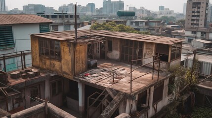 Fototapeta premium View of a Rooftop from above Generative AI