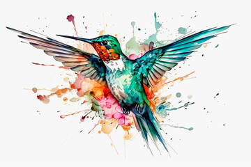 Fototapeta premium beautiful flying hummingbird flowers
