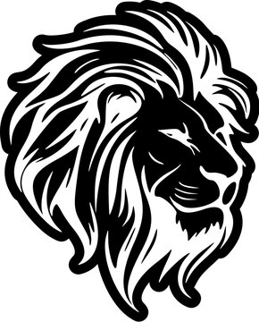 ﻿A vector logo of a lion in black and white, kept simple.