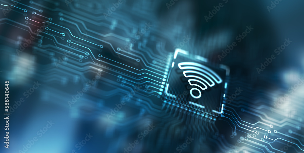 Wall mural wireless internet connection communication mobile technology concept