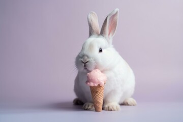 The rabbit with a pink ice cream cone Generative AI