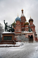 Saint Basils cathedral in Moscow, Russia, in winter