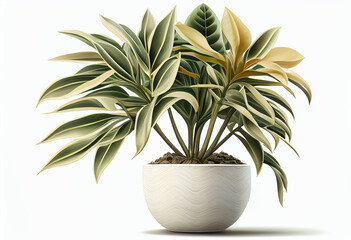 Houseplants in a pot on a white background. 3d rendering generative ai