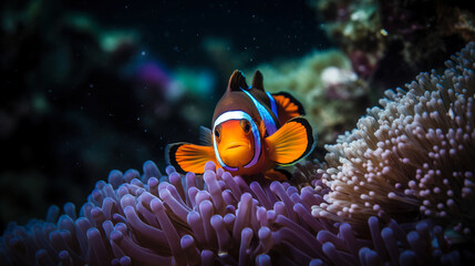 Fototapeta na wymiar Midjourney generated image of a colorful clown fish