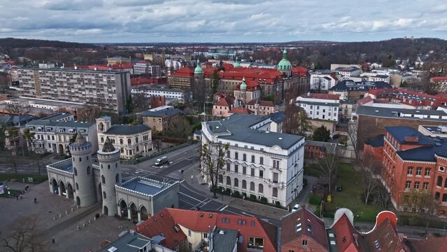 Drone shot of Potsdam Town centre ( Innenstadt ) , Germany