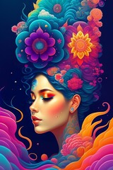 Flowery face tattoos