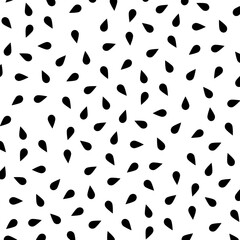 Cute seeds pattern illustration. Watermelon seeds on a white background. Black and white. Monochrome pattern. Graphic design. Trendy, modern repeated design