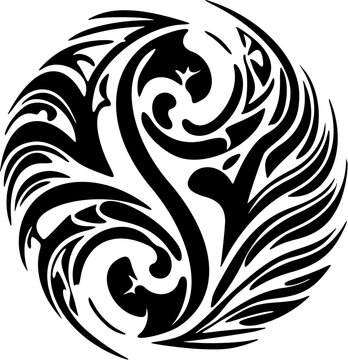 ﻿Black & white Polynesian tattoo style.