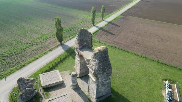 Austria, the public Heidentor aka Heathens Gate is the ruin of a Roman triumphal arch in the former legionary fortress Carnuntum situated on Danube Limes near the village of Petronell in Lower Austria