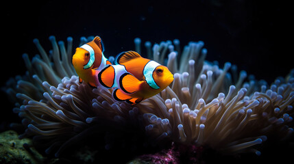 Naklejka na ściany i meble Midjourney generated image of a colorful clown fish