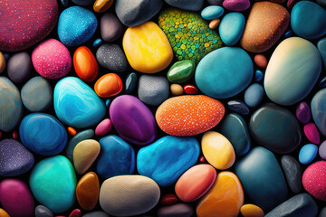Colorful Pebble Stones Texture - Generative AI
