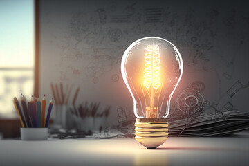 light bulb with idea  concept bright idea for business growth, Generative AI	