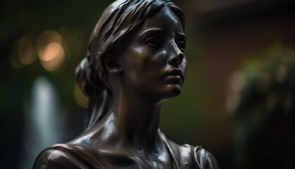 Meditating women surrounded by spiritual human representations generated by AI