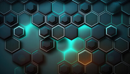 Abstract Technology Background with Geometric Hexagonal Pattern - Illustration