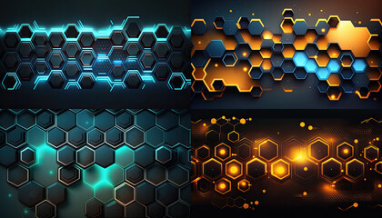 Abstract Technology Background with Geometric Hexagonal Pattern - Illustration