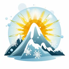 Obraz premium winter mountain landscape with sun peeking over