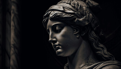 Ancient sculpture symbolizes grief and spirituality outdoors generated by AI