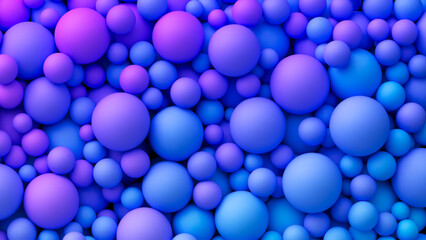 Dreamy blue purple vibrant neon gradient random soft balls background. Colorful neon balls in different sizes. Vector background