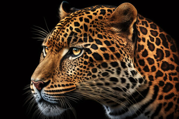 Fototapeta na wymiar jaguar face on black background