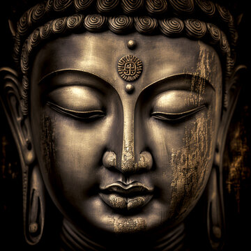 buddha face on black background