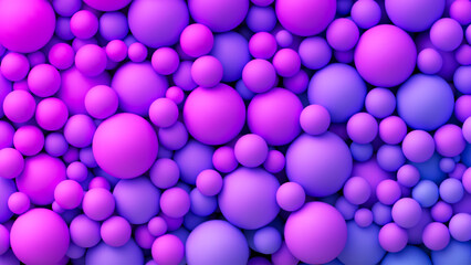 Dreamy pink purple vibrant neon gradient random soft balls background. Colorful neon balls in different sizes. Vector background