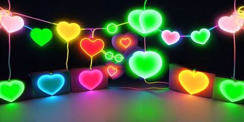 Photo of neon heart garland decoration hanging
