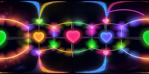 Photo of a vibrant heart and line patterned background