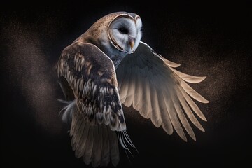 Blackened Majesty–The Divine Grace of a Celestial Barn Owl Generative AI