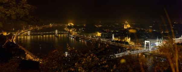 Panoramic view of Budapest from Gellert Hill, Hungary.