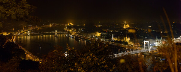 Fototapeta premium Panoramic view of Budapest from Gellert Hill, Hungary.