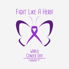 World Cancer Day. Vector illustration awareness ribbon
