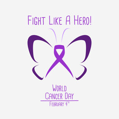 World Cancer Day. Vector illustration awareness ribbon