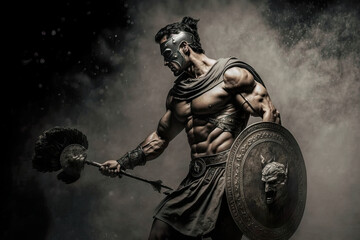 Fototapeta na wymiar Gladiator Trained in Ancient Ways