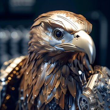 Robot eagle made of metal