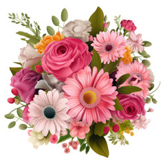 Artful Blossoms: A Charming Bouquet of Flowers Clipart, Generative AI