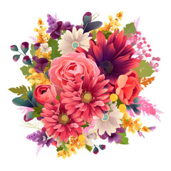 Artful Blossoms: A Charming Bouquet of Flowers Clipart, Generative AI