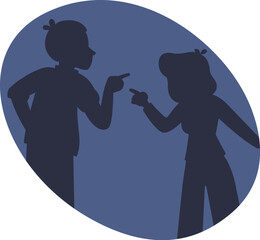 Scandal between man and woman silhouette