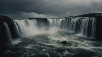 Fototapeta na wymiar Cascading waterfalls with roaring powerful water