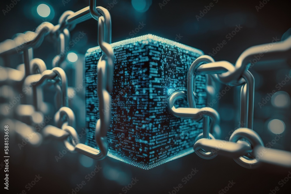 Aufkleber abstract digital chain or circuit. blockchain concept. ai generated